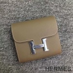 Hermes Constance Kompakt plånbok Epsom Läder Palladium Hårdvara I Grå